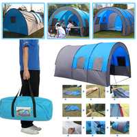 Large Outdoor Camping Tent Rainproof Waterproof Integrated Tunnel Contain 10 Person Team Tent With Breathable Windows For Travel
