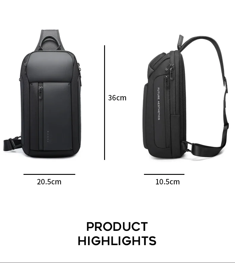 BANGE Chest Bag Six Trend Colors Chest Oxford Trendy Waterproof Fashion Items, Large Capacity Memory for Both Men and Women