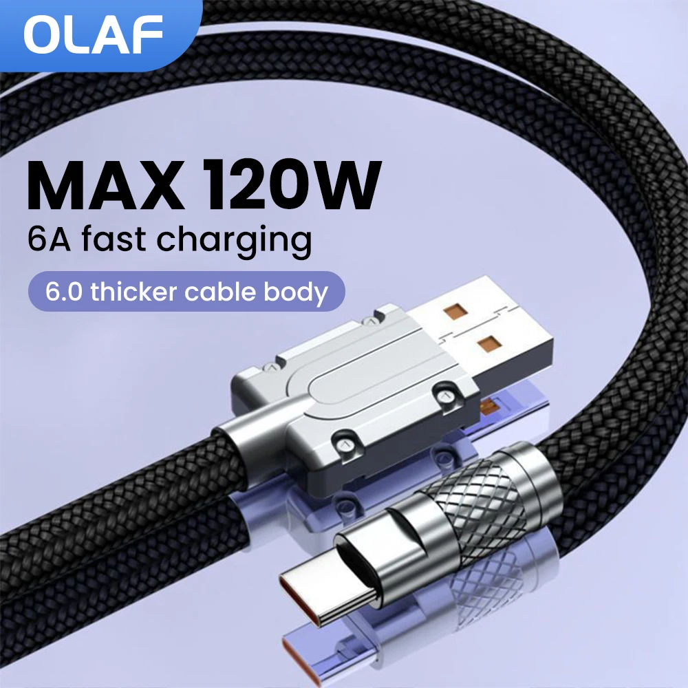 120W USB Type C Cable 6A Fast Charging Wire Mobile Phone USB Line For Huawei Xiaomi Redmi Samsung Poco f5 USB C Data Cable Cord