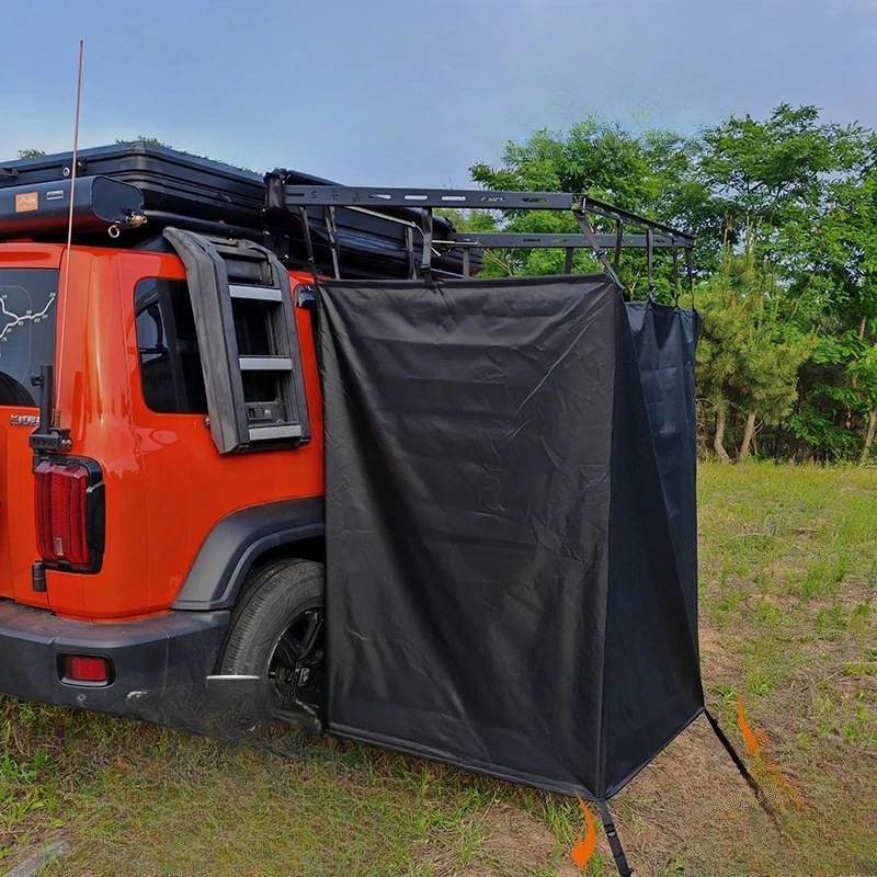 Portable Foldable Camping Shower Tent Awning Car Side Shower Tent Toilet Bath Tent Built-in Light Emitting Diode Bar Light