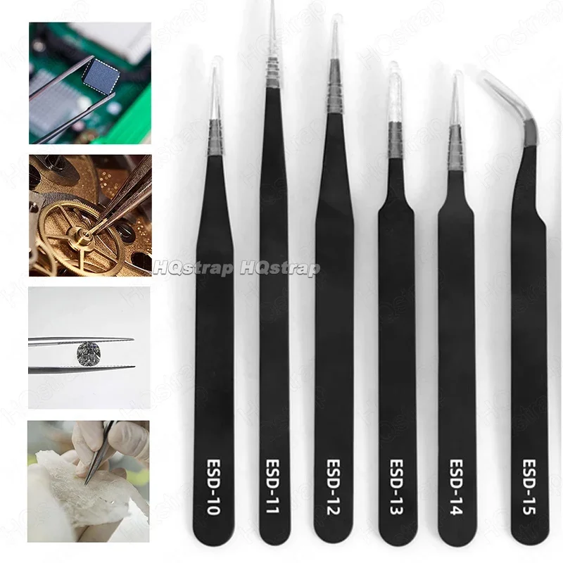 Stainless Steel Tweezers Watch Repair Tool Straight Bend Anti-static Tweezer for Watchmaker Multi Specification Repair Tools