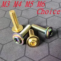 5-10pcs M3 M4 M5 M6 Stainless Steel with titanium plated gloden Rainbow colour torx Six Lobe screw With Washer Collar