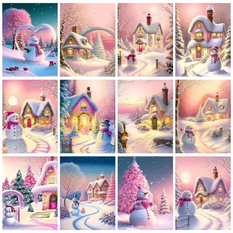 

CHENISTORY Oil Painting By Numbers With Frame Snow Landscape For Adults Picture Coloring Home Decors Diy Gift On Canvas Figures