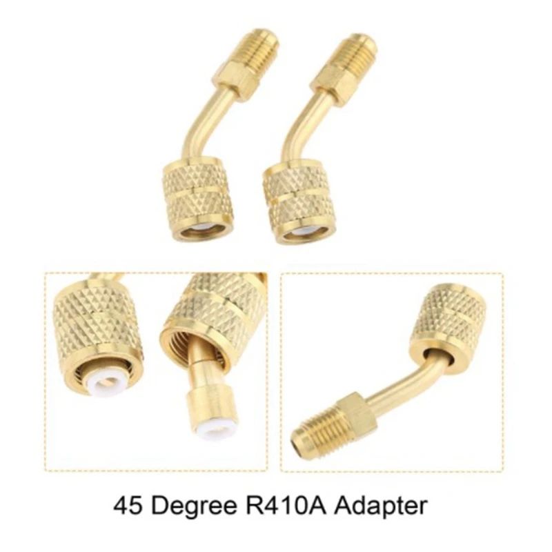 R410A Charging Vacuum Port Adapter Kit,2PC 45 Degree Angled And 90 Degree Charging Vacuum Adapters,For Mini Split System