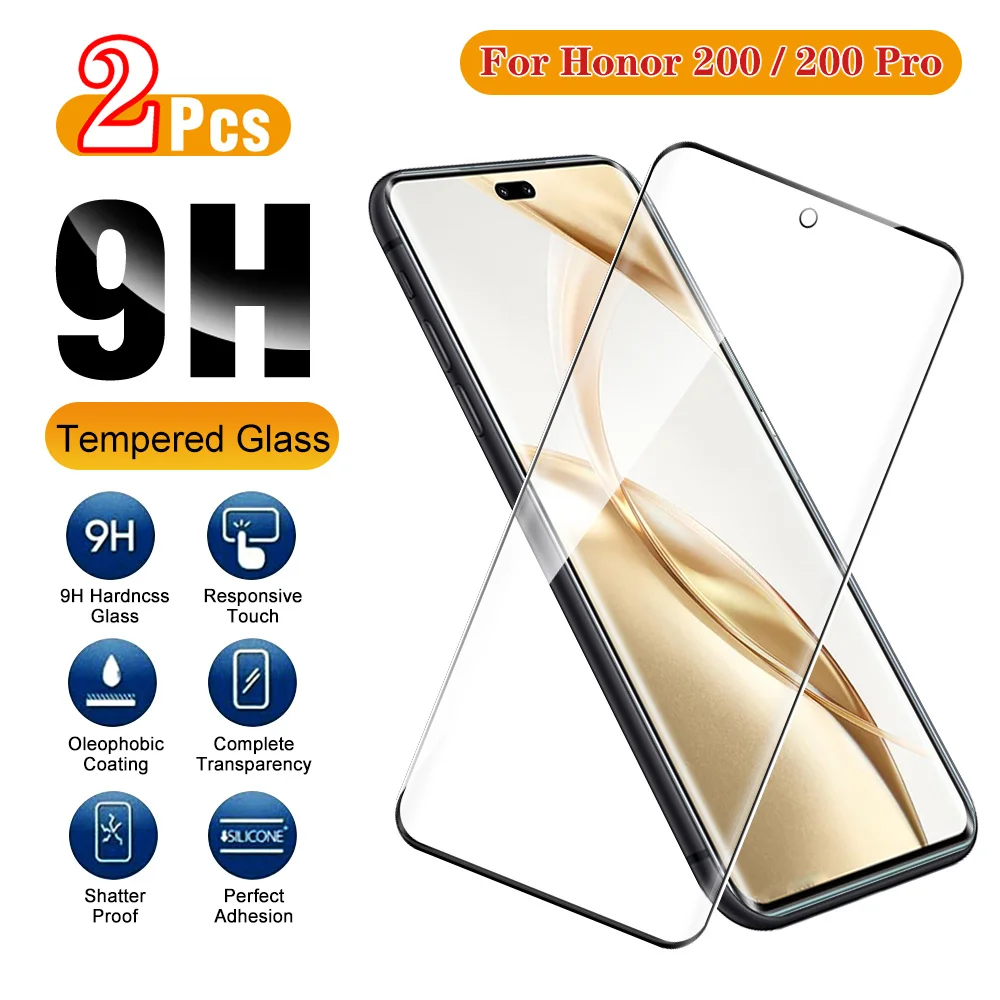 2pcs Full glue curved protectve glass For Honor 200 Pro 200 200Pro screen protector phone glass on xonor 200 200 Pro 6.78 inches