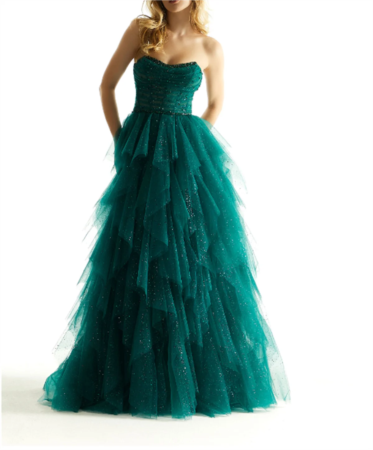 

Green Bandeau Tutu Dress Sexy Bandeau Cutout Evening Dress Sleeveless Backless Tulle Special Party Occasion 2024 Custom Vestibul