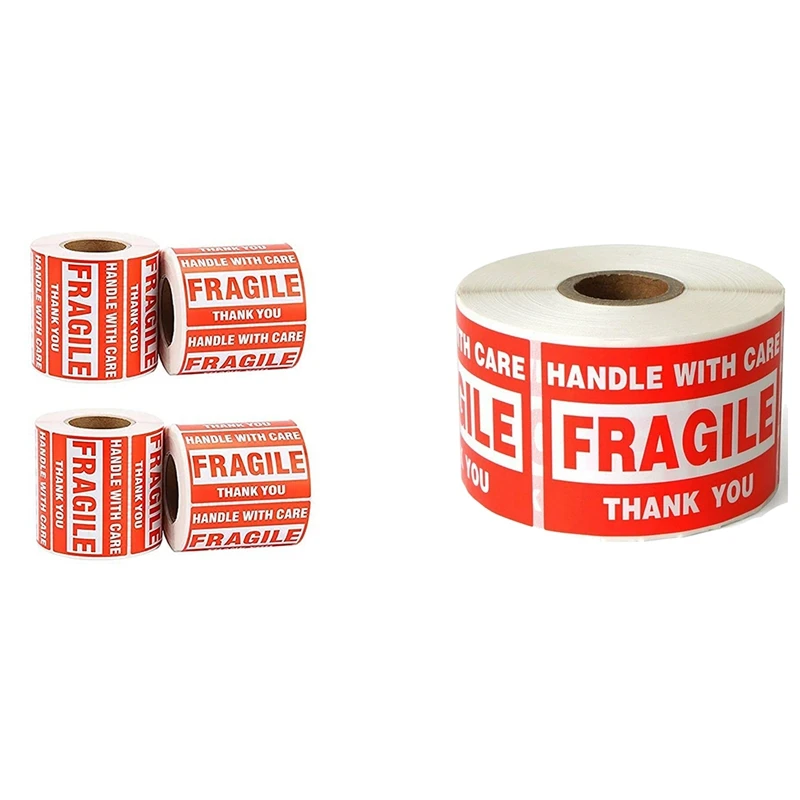 

Fragile Stickers 2 X 3 Inch Fragile - Handle With Care - Thank You Warning Packing Labels (500 Labels / Roll)