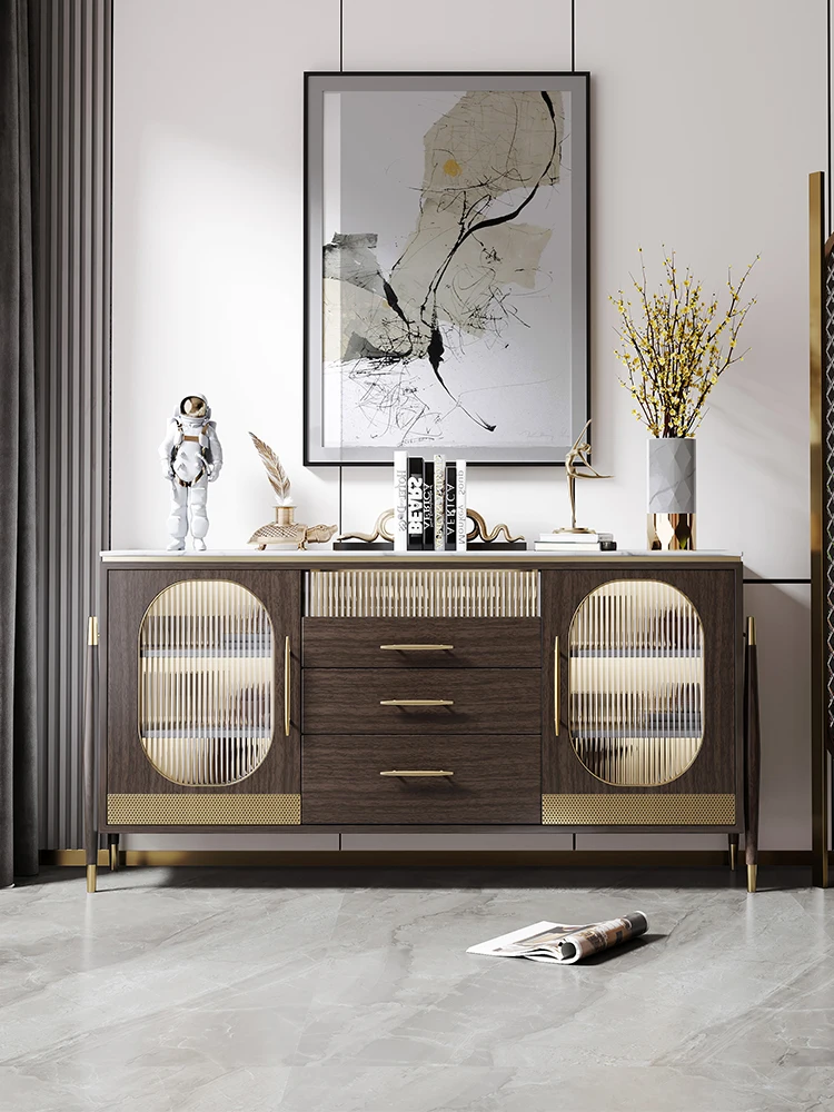 Modern and minimalist living room storage cabinet after entering the entrance