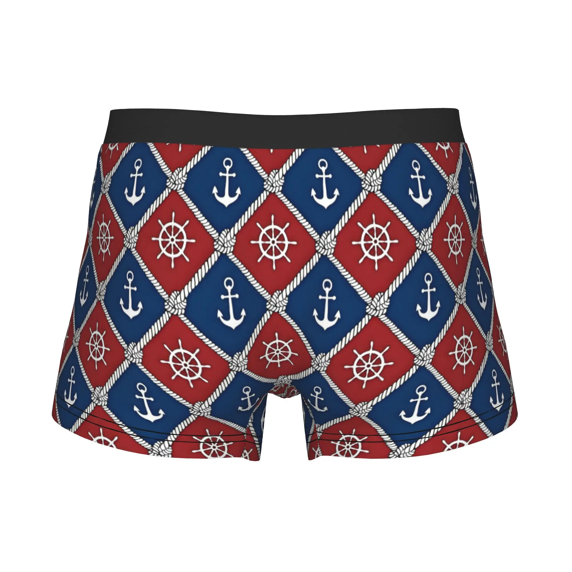 Vintage Nautical  Underwear Male Print Sailor Ropes Boxer Briefs Shorts Panties Breathable Underpants