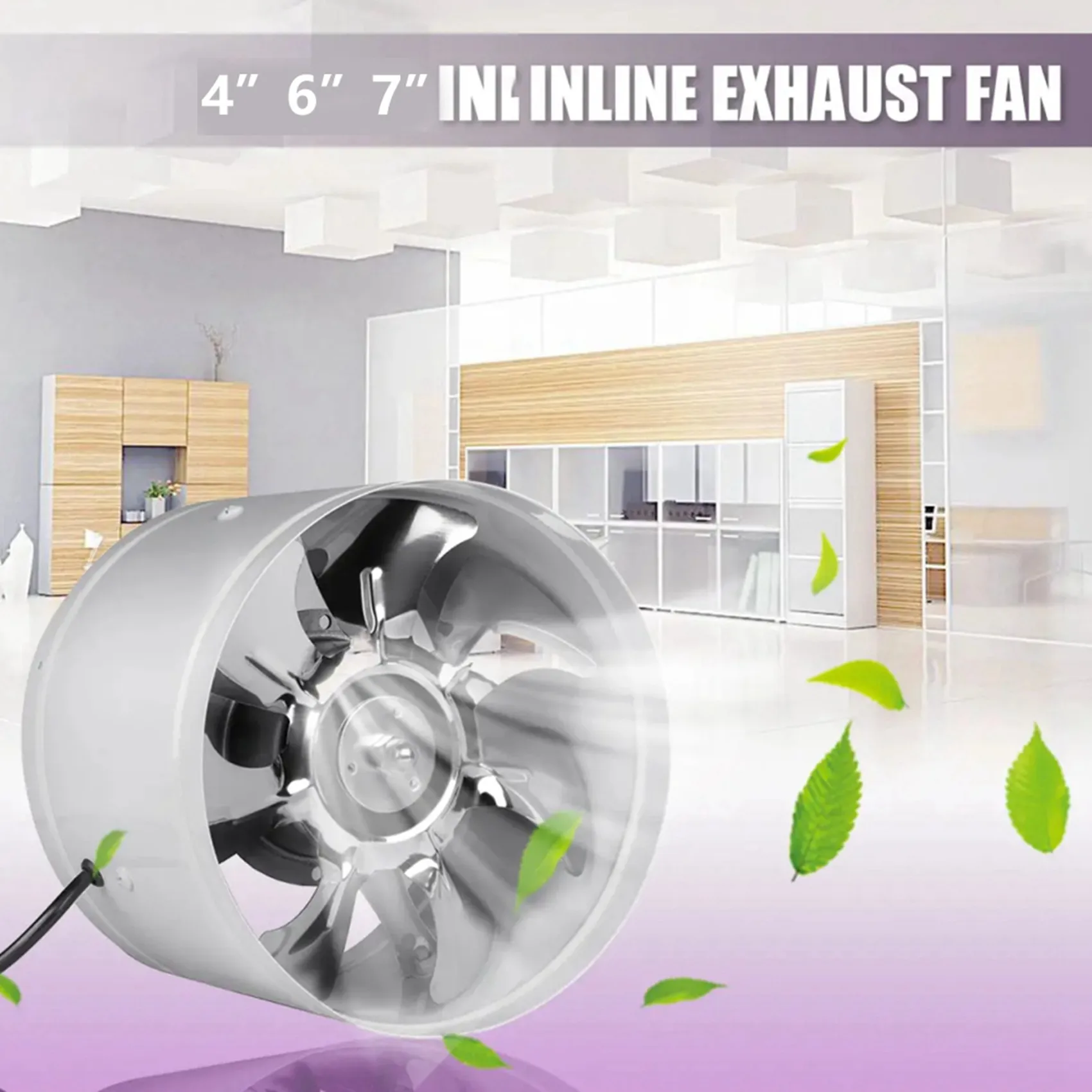 2X 220V Inline Duct Fan Booster Exhaust Blower Air Cooling Vent White - 4 Inch New