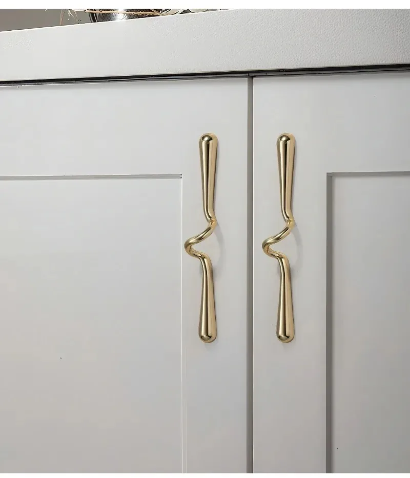 Wellenförmige Griffe, Französische Retro-Luxus-Küchenschränke, Kleiderschränke, Möbelschubladen, Schranktüren, Türgriffe – Detail 12