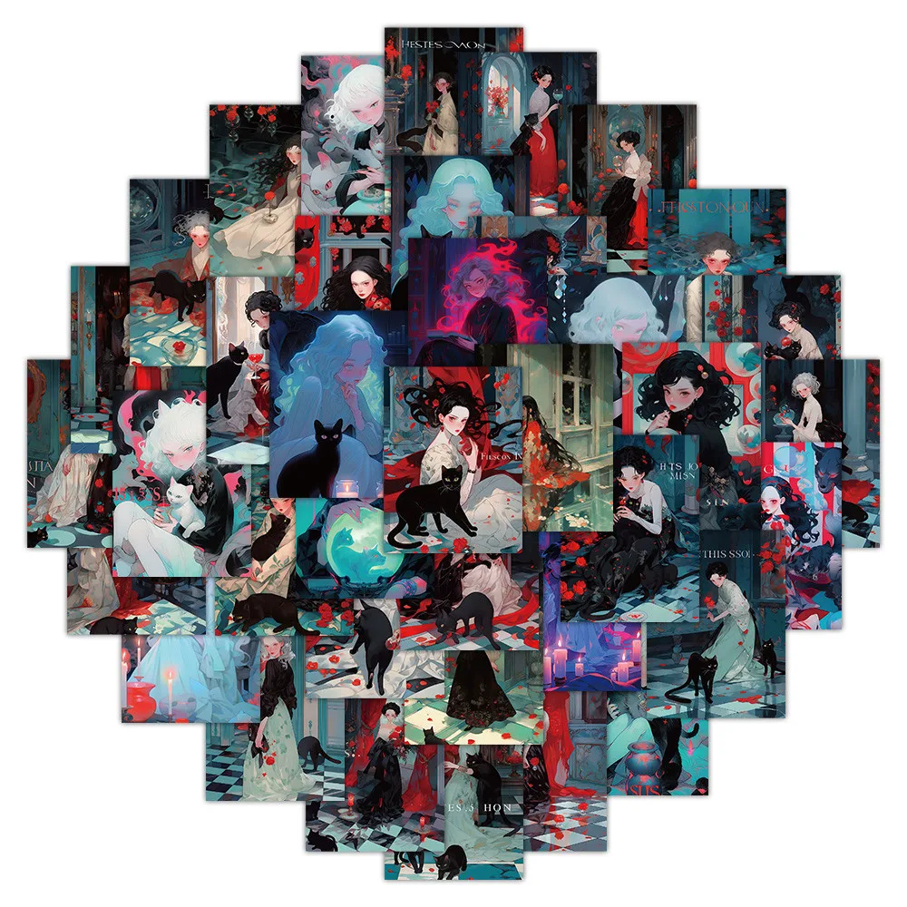 60-Piece Elegant Mysterious Rose Witch Stickers - Decorative Decals for Notebooks, Phone Cases Journals Giajar Sticker Store