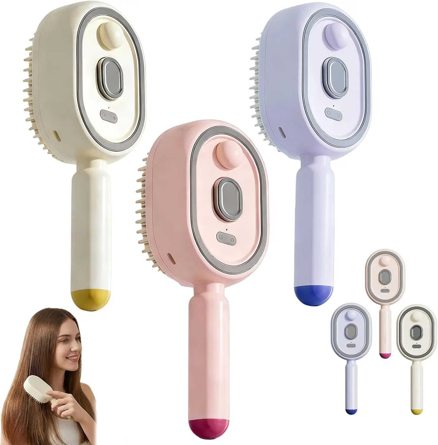 3 in 1  Electric Spray Air Cushions Massage Comb Self Cleaning Steam Essential Oil Brush Rechargeable Spray Scalp Massager Combs