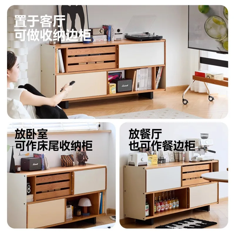 Simple solid wood chest medieval small apartment living room storage storage drawer display retro dining edge