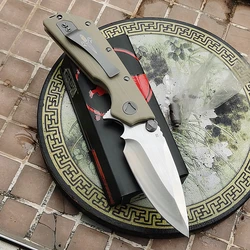 JUFULE MT335 New D2 Steel Blade G10 Handle Flipper Tactical Outdoor Survival Camping Pocket Hunting Tool Utility Folding Knife