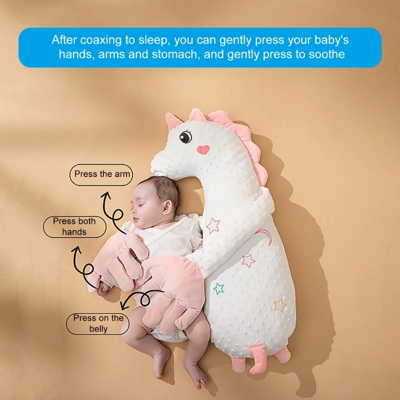 Fast Infants with Gentle Pat Baby Sleep Companion Toy Cartoon Animal Comforting Pillow Appease Hand for Peaceful Sleep Home