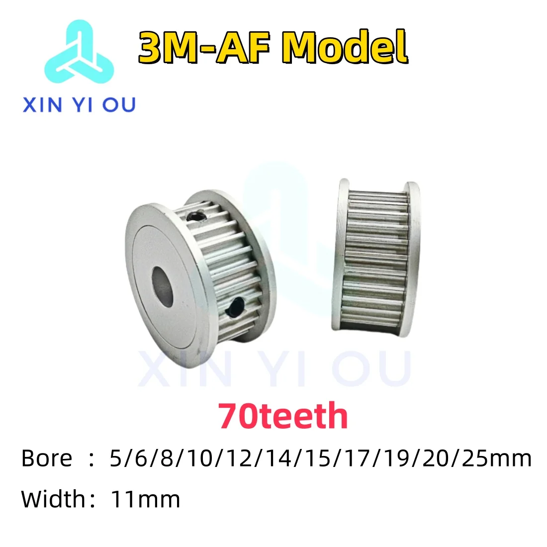 HTD 3M Timing Pulley 70teeth-AF Type Bore  5/6/8/10/12/14/15/17/19/20/25mm  Belt Width11mm3M Synchronous Wheel