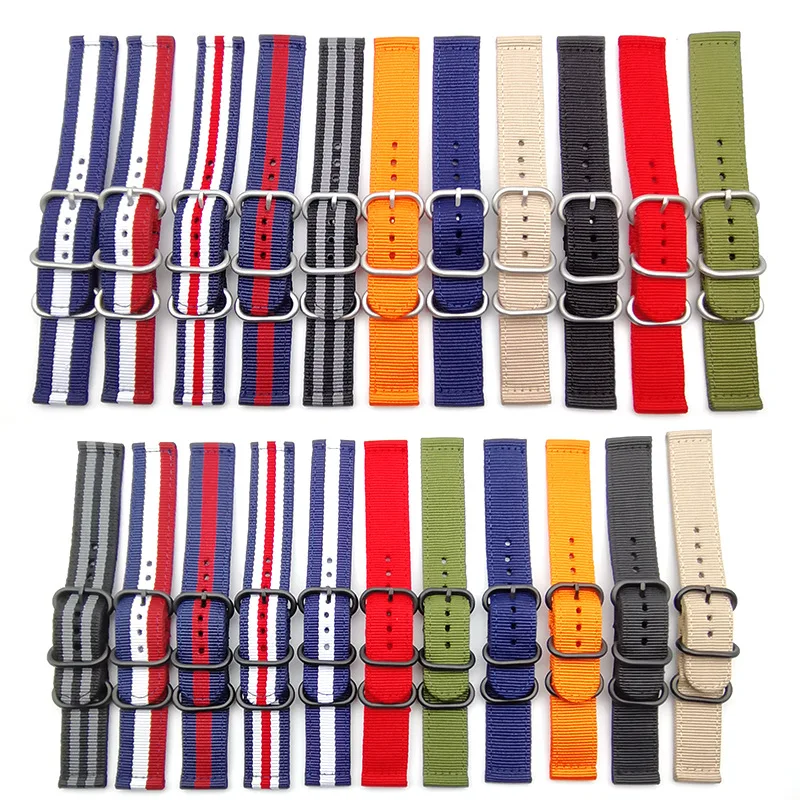 For 18mm 20mm 22mm 24mm  Omega Seiko Garmin Samsung Huawei Longines Two Sections Neylon Canvas Watch Band Strap Bracelet Fabric