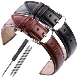 Black Brown Watchbands 18mm 19mm 20mm 21mm 22mm 24mm High Quality Smooth Strap with Pin Buckle Accessories