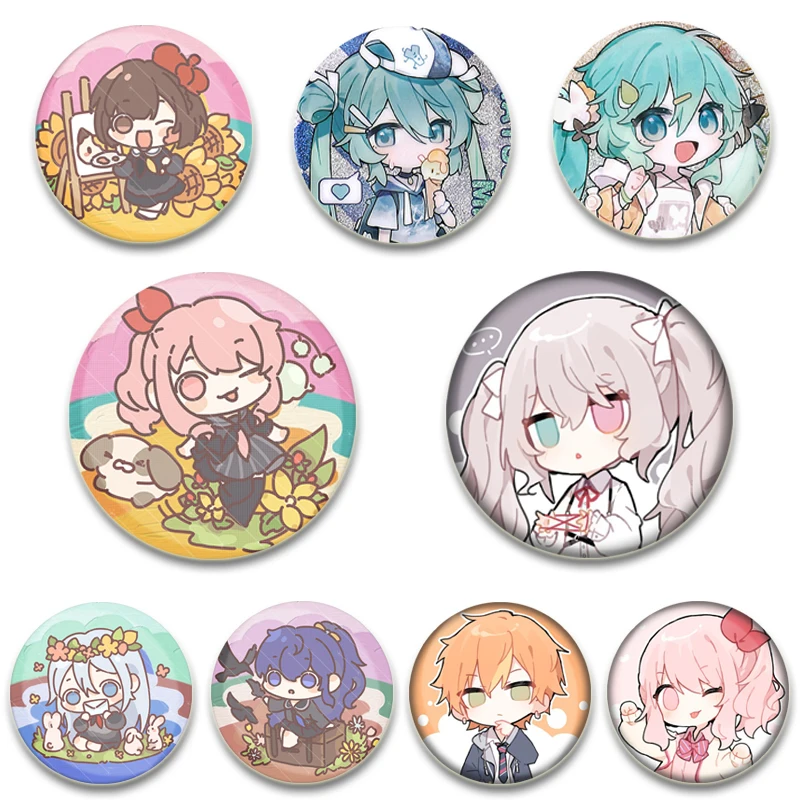 Anime Characters MEIKO KAITO Saki Akito Kamishiro Rui Badge Lapel Pins Brooches for Clothes Decoration Jewelry Accessories Gifts