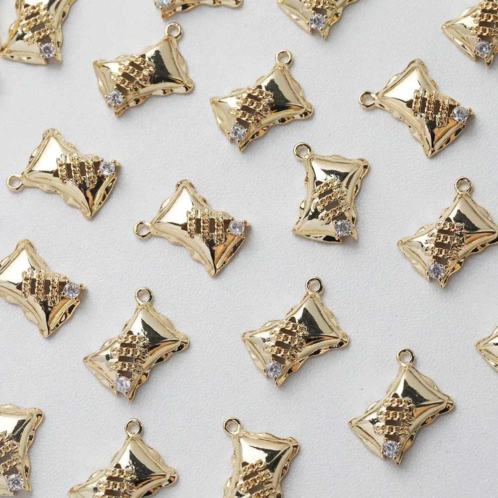 6PCS Dainty Candy Shape Charms for Jewelry Making Pendants Findings DIY Hand Made Brass 14k Gold Plated Accessories 12*16mm