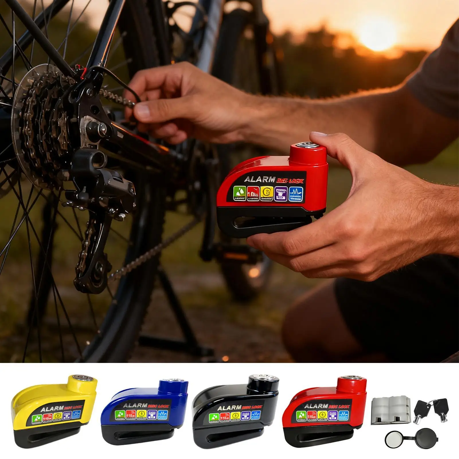 New Motorcycle Alarm Disc Brake Lock Security Motorbike Wheel Disk Padlock Waterproof 110dB Loud Anti Theft Alarm Motorcycle