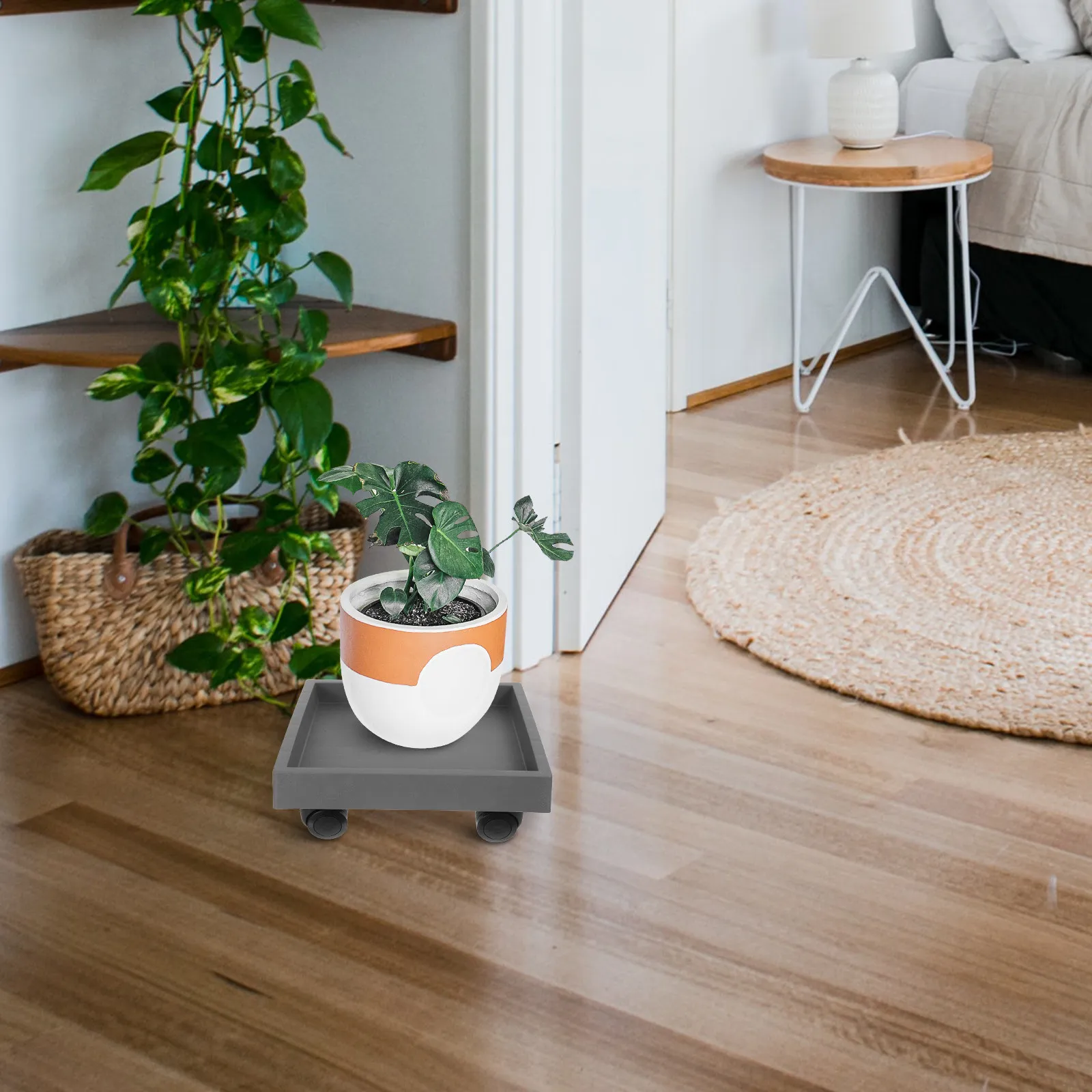 

Heavy Duty Plastic Plant Saucer Rolling Stable Indoor Outdoor Stand with Swivel Casters Tray for Potted Plants Water Collection