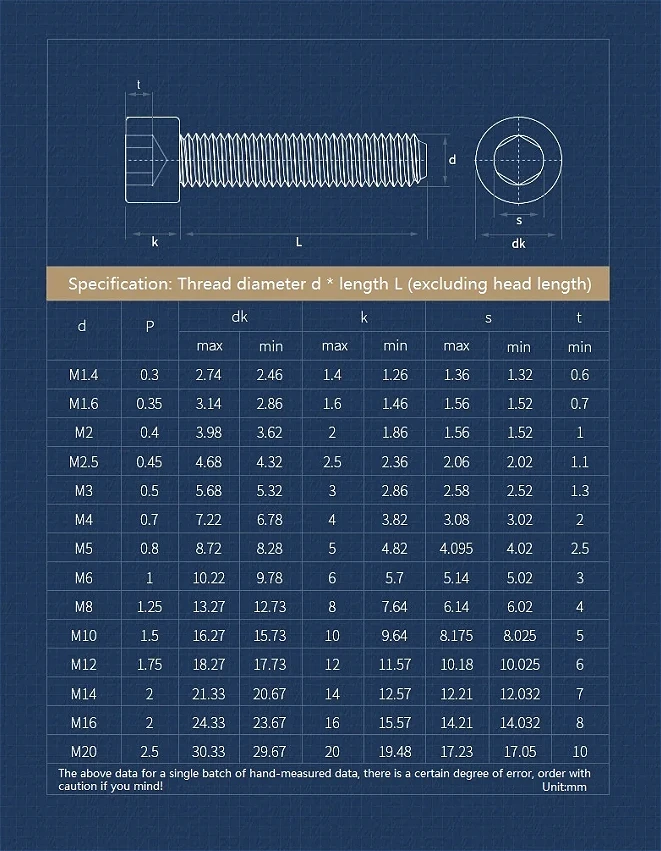316 Stainless Steel M2 M2.5 M3 M4 M5 M6 Hexagon Hex Socket Cap Allen Head Bolts Screws Length: 4–150 mm