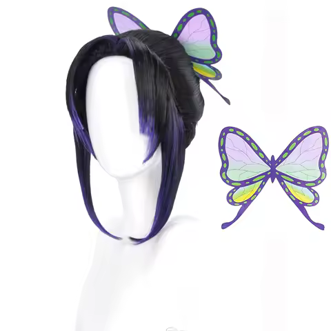 Anime Demon Slayer Kochou Shinobu Cosplay Kimetsu No Yaiba Kochou Uniforms synthetic Wigs Hairs Halloween