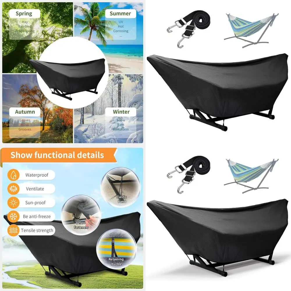 

Водонепроницаемый чехол для гамака, 11–12 футов для улицы с эластичными веревками, регулируемой пряжкой, на молнии, ткань Оксфорд 420D для сада, патио,