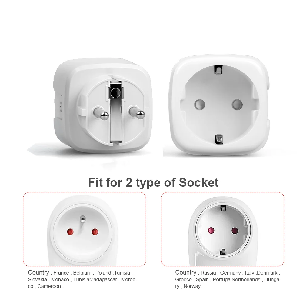 433Mhz Wireless Remote Control Switch AC220V 15A EU FR Standard Socket Electric Plug Electrical Outlets For Smart Home Light