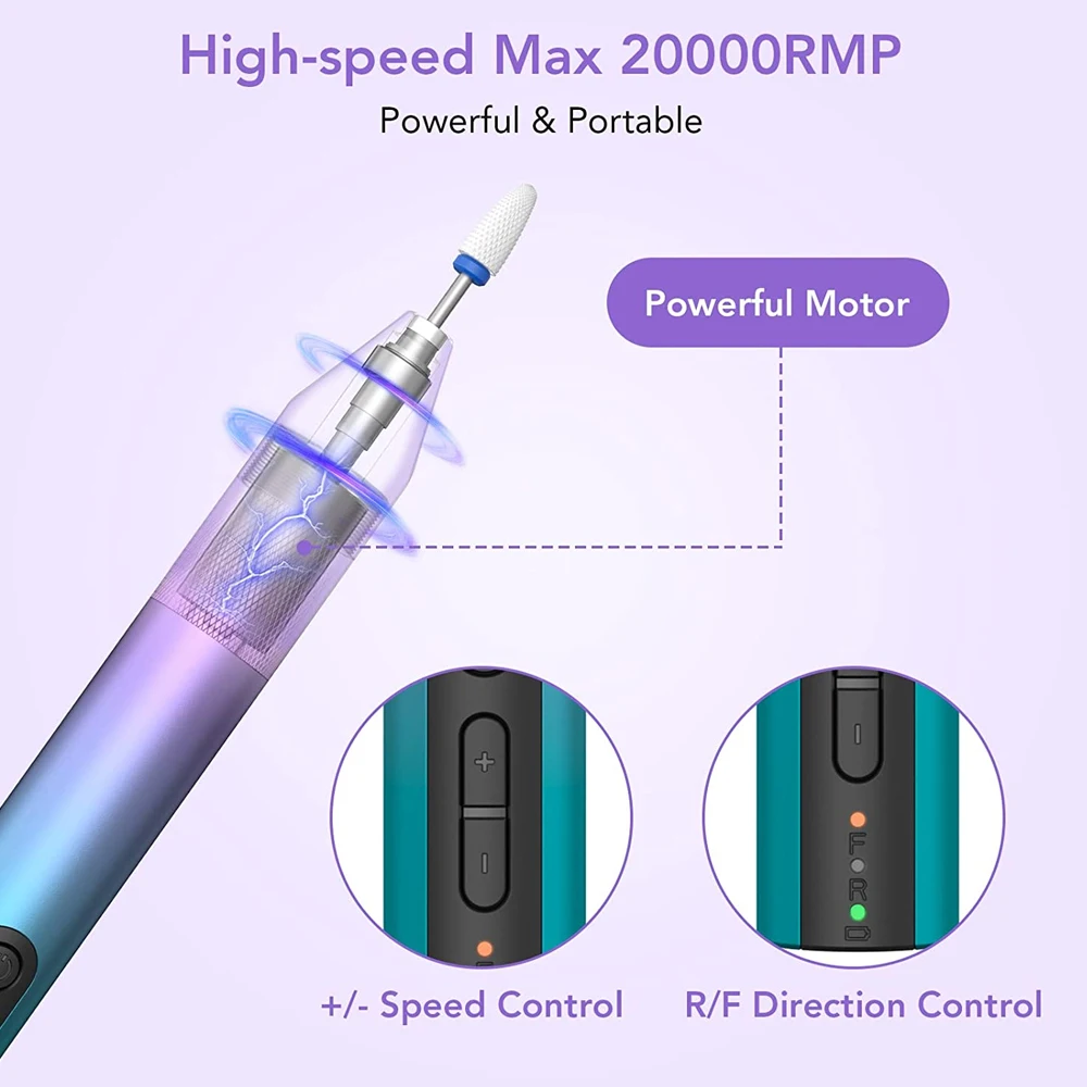 Trapano elettrico senza fili per unghie per unghie acriliche smalto Gel rimuovi Manicure Pedicure strumenti per lime per unghie attrezzature per unghie da salone