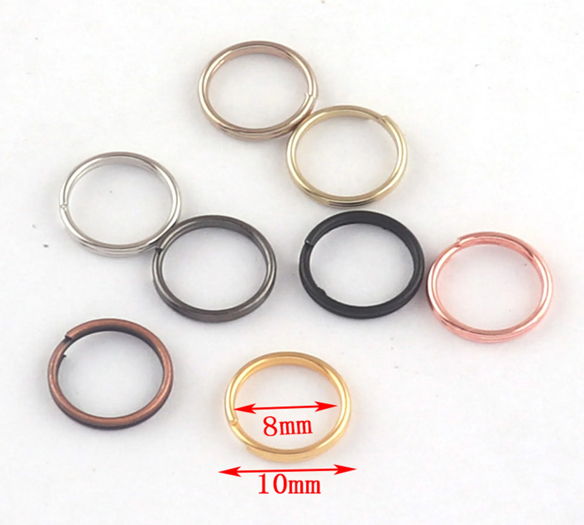 100 PCS 10mm Split Key Rings,Silver Gold Bronze Black Rose gold Gunmetal Pale Gold Split Jump Rings,leather key chains key fob