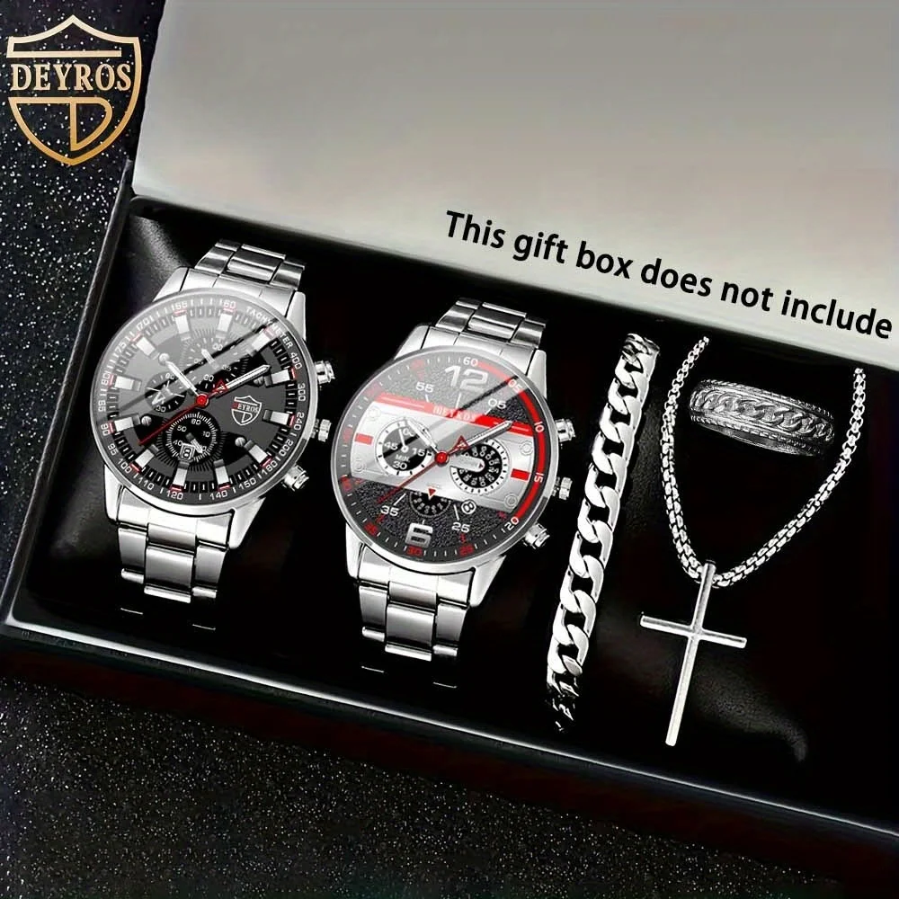 

5 шт./компл. повседневный модный комплект кварцевых часов, две часы, три предмета ношения ювелирных изделий, удобная носить, модные аксессуары