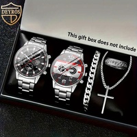 5 pcs/set of casual fashion quartz watch set, two watches, three pieces of wear jewelry, wear comfortable, fashion accessories