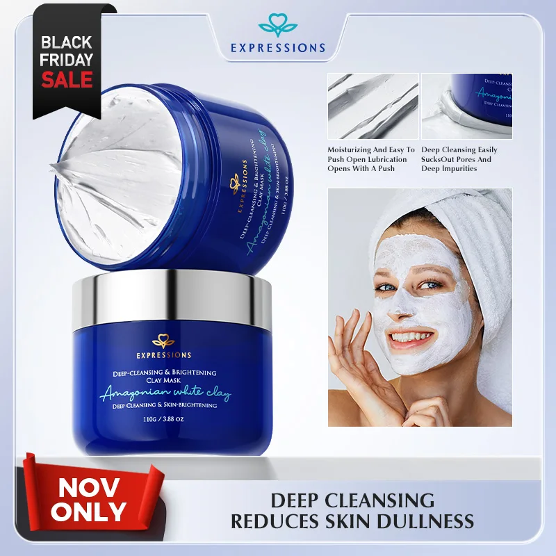 

Clay Mud Mask with Amazon White Clay & Niacinamide – Deep Cleansing, Brightening, Hydrating, Oil Control & Radiance