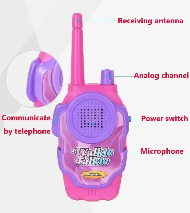 Mini Walkie Talkies portáteis para crianças, brinquedo portátil do telefone móvel, presentes de aniversário, interfone ao ar livre, brinquedos das meninas, 200m, 1 par