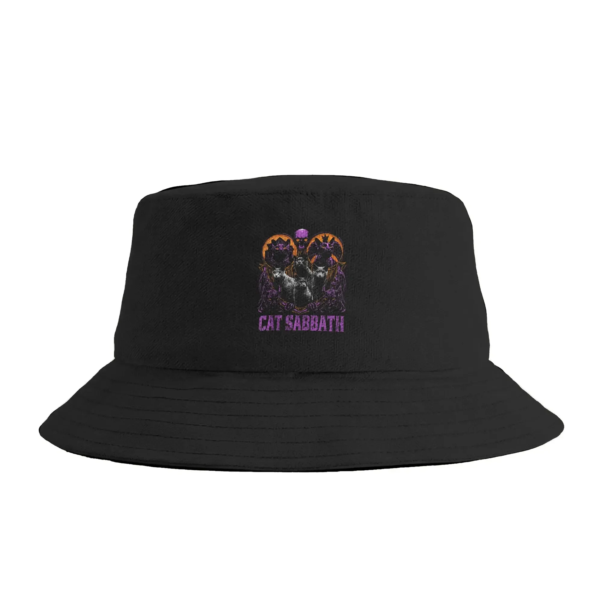Cat Sabbath Feline Heavy Rock Band Parody Rock Music Bucket Hat For Couple Fisherman Hats Casual Beach Travel Caps Soft Hats