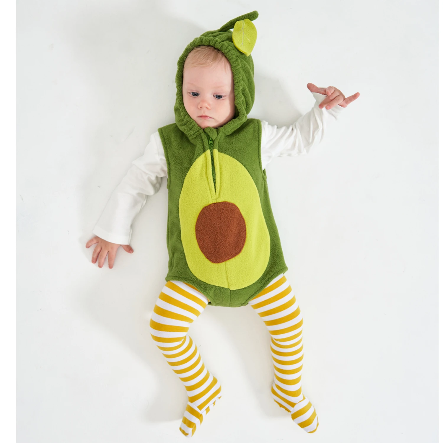 

Umorden Infant Baby's Avocado Costume Hoodie Bodysuit Short Romper Purim Halloween Fancy Dress with Stockings 0-18M