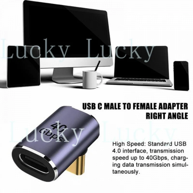 f  100W USB4.0 40Gbps 90 Degree USB Type C Male to USB-C Female Adapter Extend G4U5