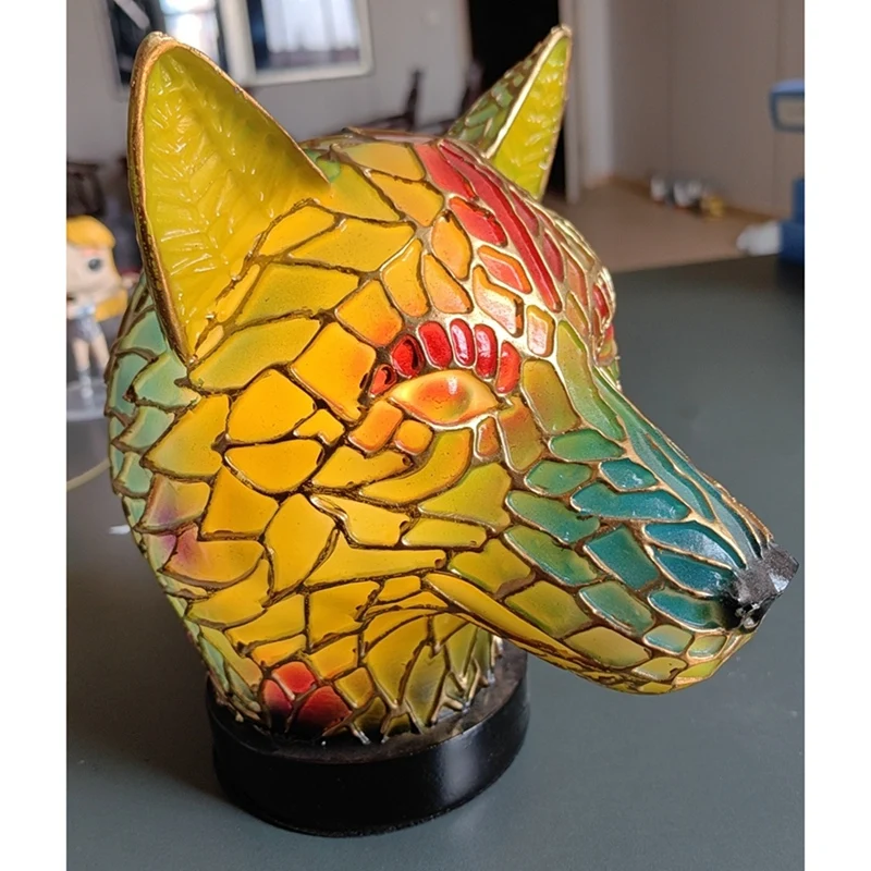 15Cm Resin Stained Glass Table Lamp-Animal Series, Used For Home Decoration.