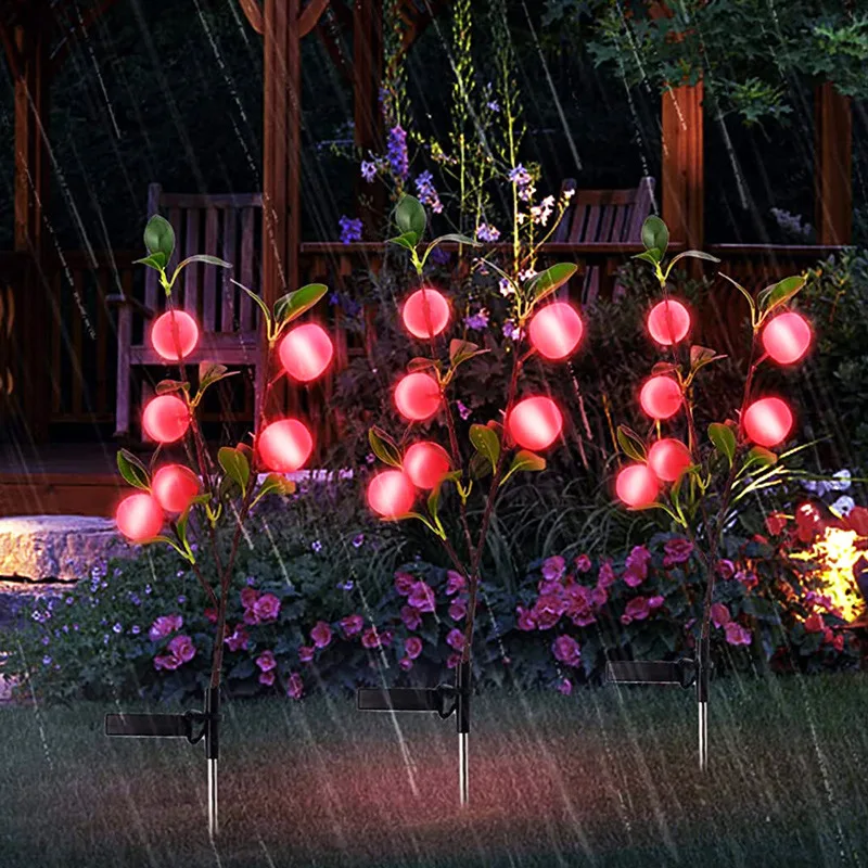 Outdoor solar ground stake artificial apple lemon pear atmosphere decorative lights LED courtyard decorative lights