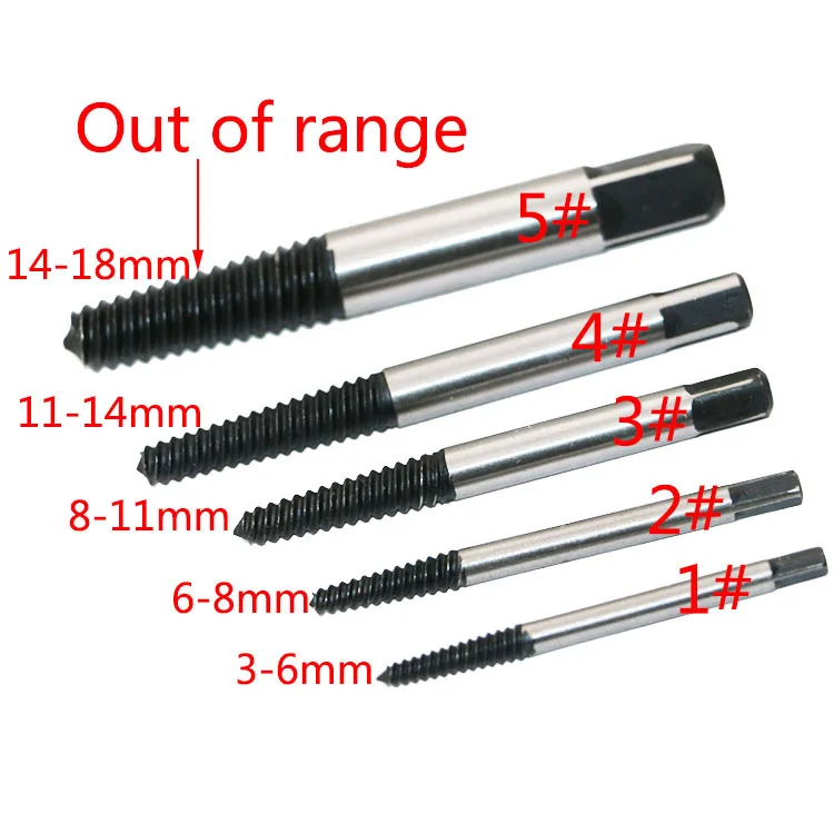 5Pcs/set Steel Broken Speed Out Damaged Screw Extractor Drill Bit Guide Set Broken Bolt Remover Easy Out Set