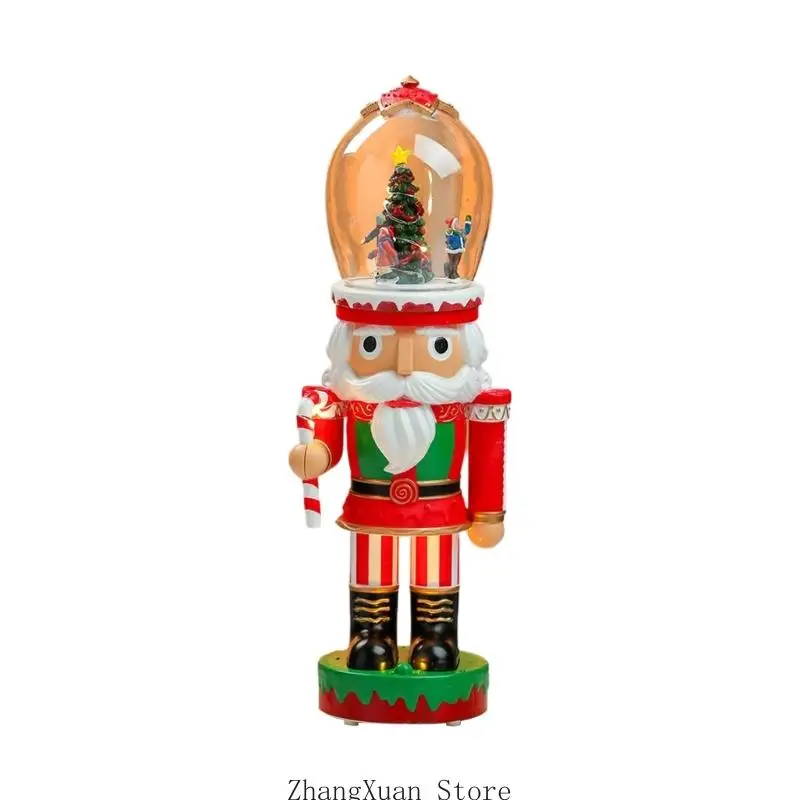 Nutcrackers Music Box Christmas Decorations Christmas Shelf Figure with Tune Feature and Lighted Scene for Desk, Entry Table, or