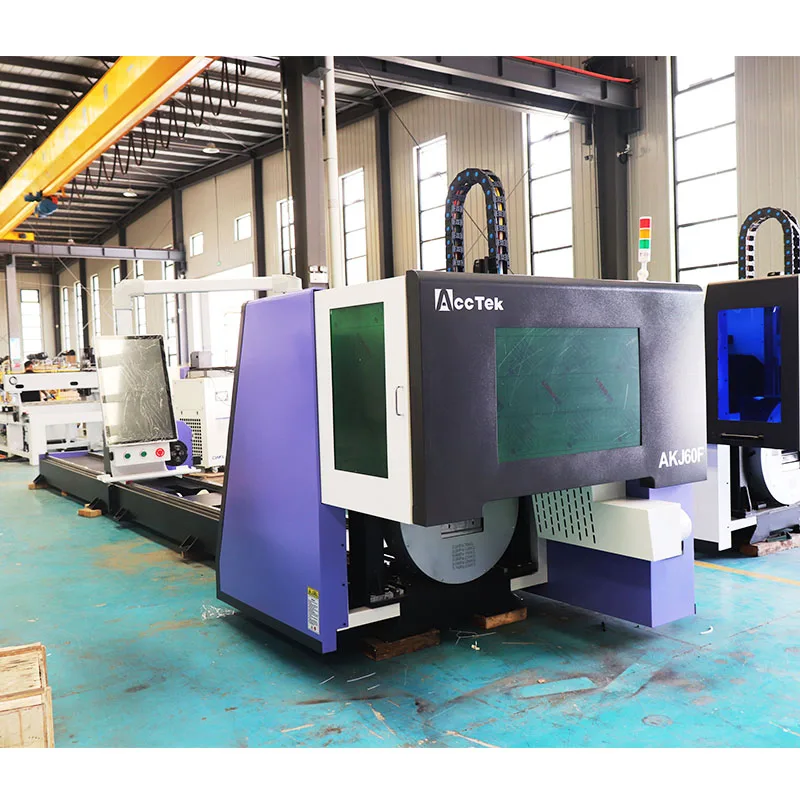 ACCTEK 2KW 6m Metal And Iron Tube Pipe Fiber Laser Cutting Machine Laser Pipe Cutter