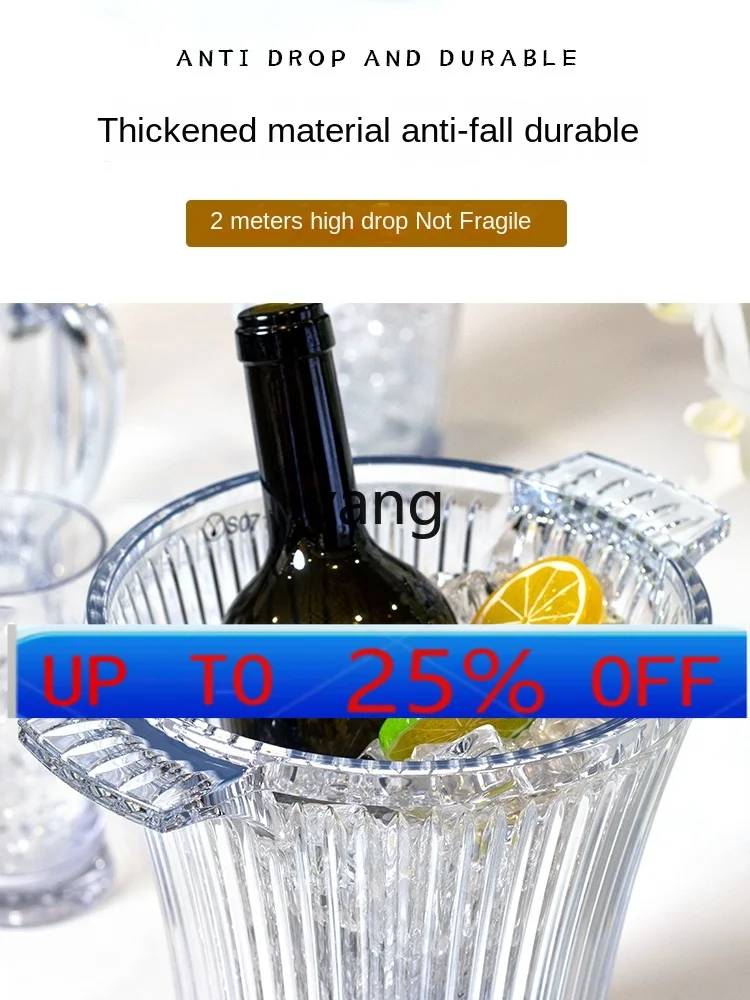 

LMM Acrylic Ice Bucket Large Strainer Red Dress Ice Cube Good-looking Commercial Iced Beer Champagne Bucket