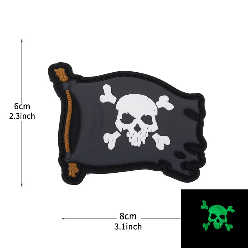 Pirate Flag Noodles Alien 3D PVC Tactical Luminous Patch Stereoscopic Hook Backing Morale Chapter Outdoor Backpack Rubber Badge - view 5