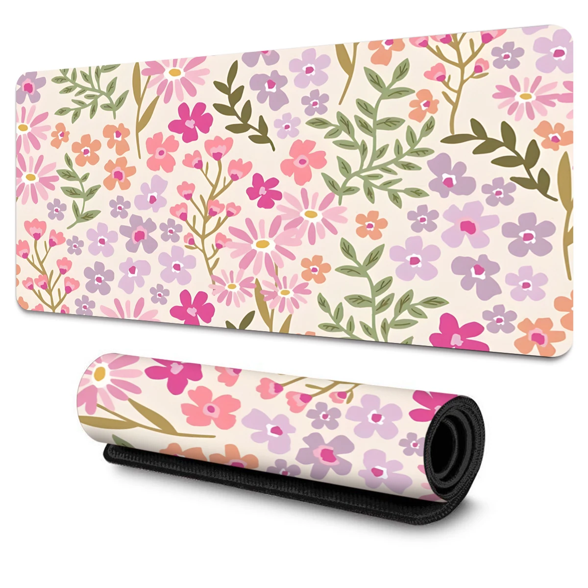 

Пастельный коврик для мыши с маленькими цветами, многоразмерный нескользящий коврик для компьютерной клавиатуры с прошитыми краями, настольный коврик для офиса и дома, подарок на фестиваль