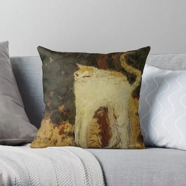 White Cat By Pierre Bonnard  Printing Throw Pillow Cover Sofa Square Car Anime Decorative Home Pillows not include One Side