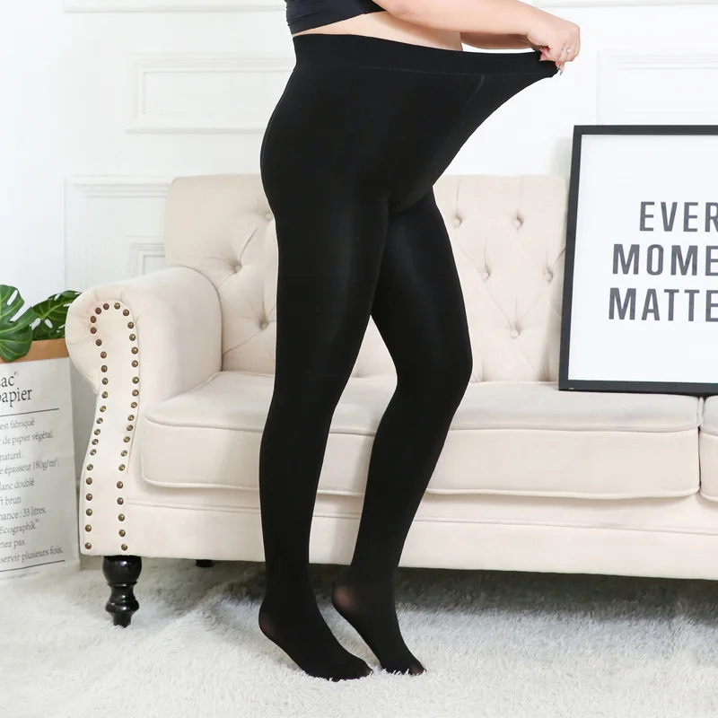 200KG Women Tights Plus Size 100D Autumn Winter Warm Lined Pantyhose High Waist Female Stretchy Slim Skinny Velvet Tights
